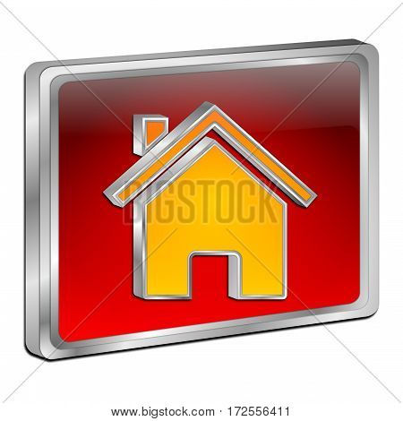 red orange Home Button - 3D illustration