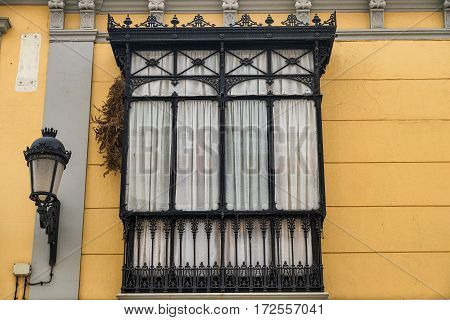Ronda (Andalucia Spain): facade of old typical building with veranda