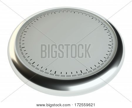 Template of empty clock without arrows. Isolated 3D rendering on white background. Empty place for your content