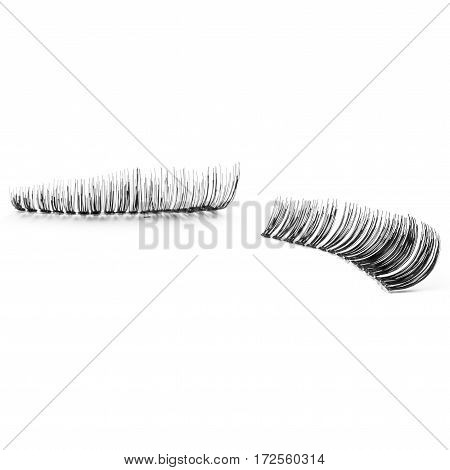 false eyelashes, black false eyelashes, isolated on white background