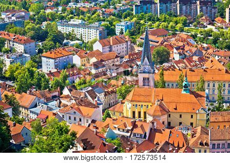 Old Ljubljana Cityscape Aerial View