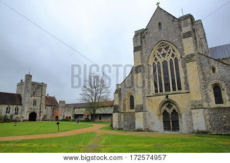 WINCHESTER, UK - FEBRUARY 5, 2017:  Hospital of St Cross and Almshouse of Noble Poverty