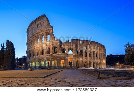 Coliseum in Rome in twilight , Italy