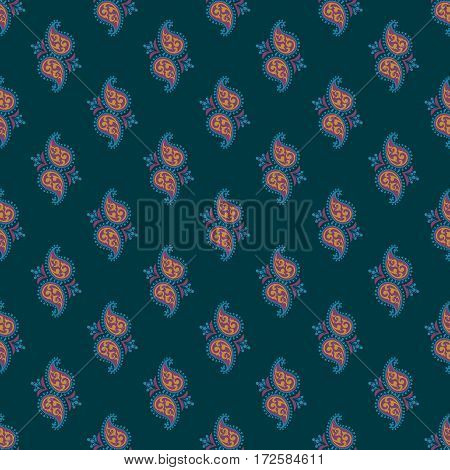 Seamless pattern based on traditional Asian elements Paisley. Boho vintage style vector background. Best motive for print on fabric or papper.