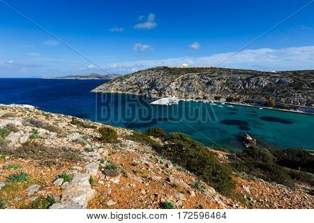 Harbor of Iraklia island in Lesser Cyclades, Greece.