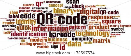 QR code word cloud concept. Vector illustration
