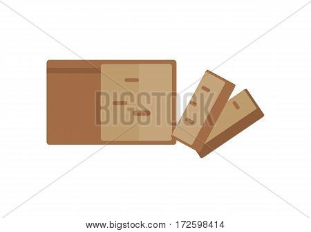 Loaf of bread vector in flat style design. Cake or bun with sliced part for baking concepts, bakery logotypes, food and healthy nutrition illustrating. Isolated on white background.