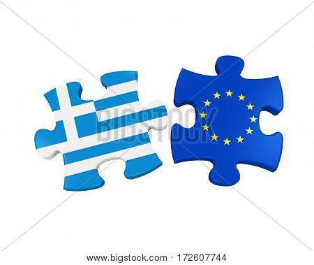 Grexit Puzzle Pieces isolated on white background. 3D render