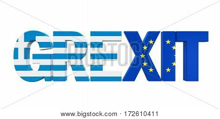 Grexit Text isolated on white background. 3D render