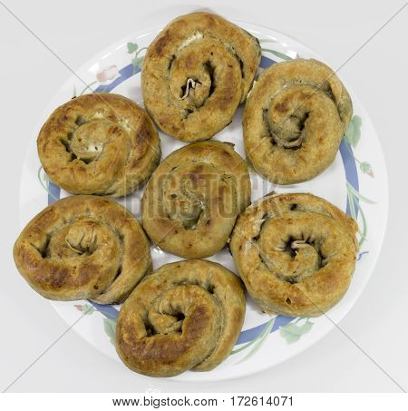 Nettle pastries delicious homemade borek with plate.
