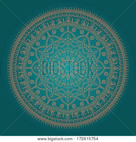 beautiful round mandala in ethnic style with natural elements
