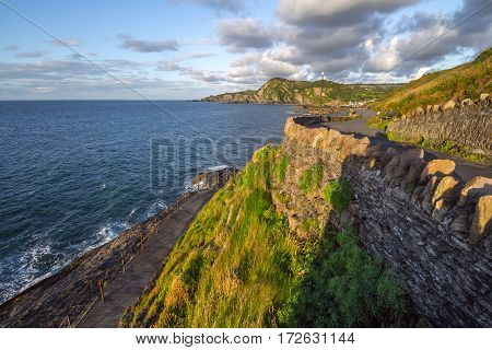 Walking trail around the hill with a magnificent view of the sea. Windy corner. Capstone Hill. North Devon coast. Ilfracombe. UK