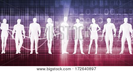 Abstract Data of Population and Key Demographic People 3D Illustration Render