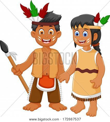 funny couple indian tribal cartoon for you design