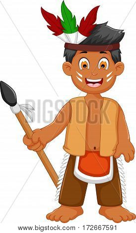 funny man indian tribal cartoon posing for you design