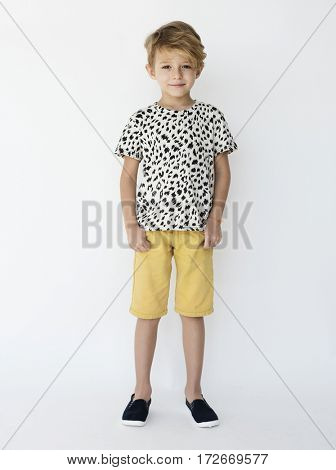 Caucasian School Boy Studio Shoot on White Background