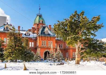 Sapporo, Japan at the Former Hokkaido Government offices during winter.