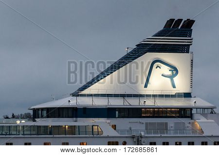 Helsinki, Finland - October 25 : The Ferry Boat Silja Line Sails From Port Of The City Of Helsinki ,