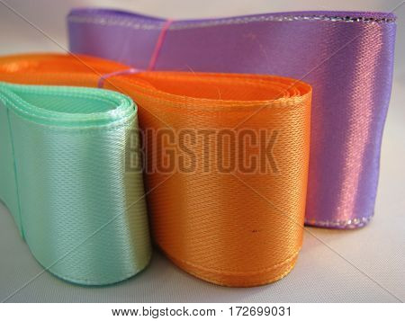 multicolored ribbons for sewing beautiful and interesting handicrafts