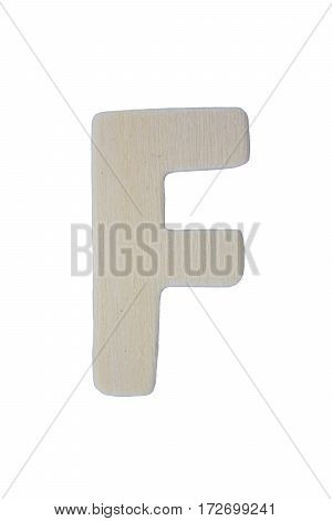 Wooden letter F isolated on white background with clipping path.