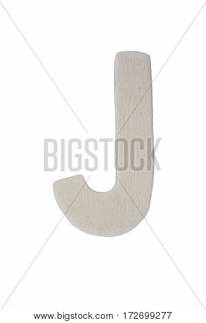 Wooden letter J isolated on white background with clipping path.