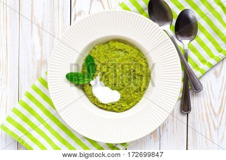 Green Pease Puree Pudding With Spinach And Spices