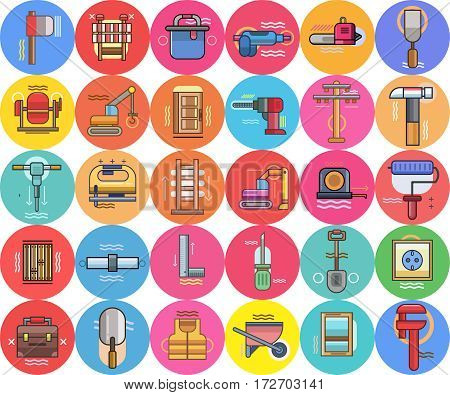 Construction Icon Set | Set of great flat icons with style filloutlines icon and use for construction, equipment, industry and much more.