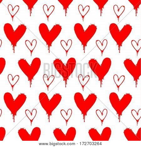 Red Spray Painted Heart Seamless pattern. Love and Valentine's Day background concept.