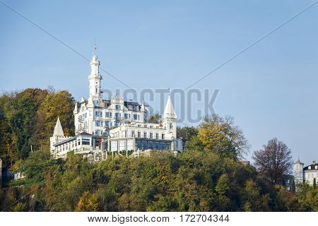 LUCERNE, SWITZERLAND - CIRCA 2015: Hotel Chateau Gutsch, a hotel with views of the city of Lucerne
