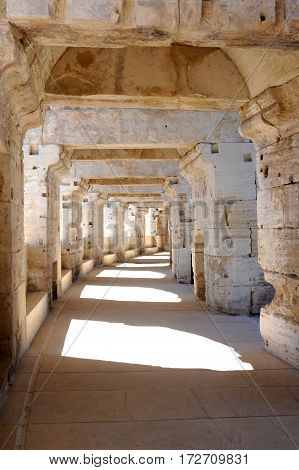 Arles, France - 28 June 2012: The Roman amphitheater of Arles on France