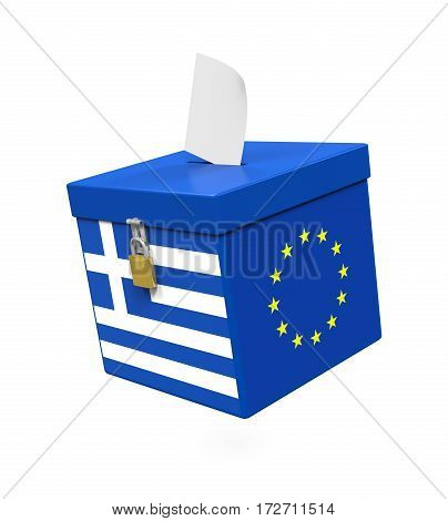Grexit Ballot Box isolated on white background. 3D render