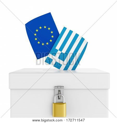 Grexit Ballot Box isolated on white background. 3D render