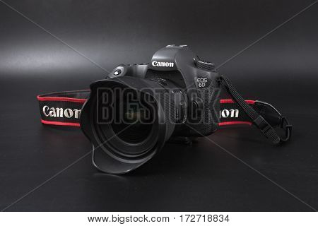 Gomel, Belarus - 22 February 2017: Canon Camera - 6D With Sigma Lenses - 24 On The Black Background.