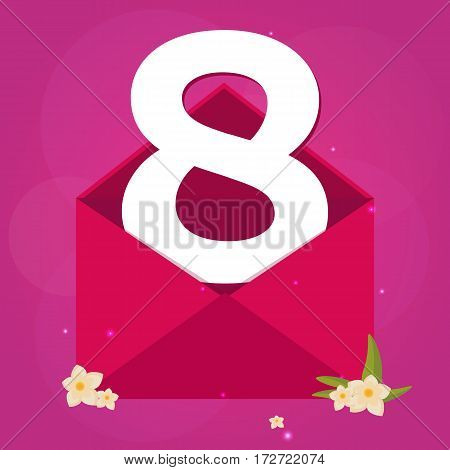 8 March. Happy Woomens Day International Woomen S Day. Vector Flat Illustration.