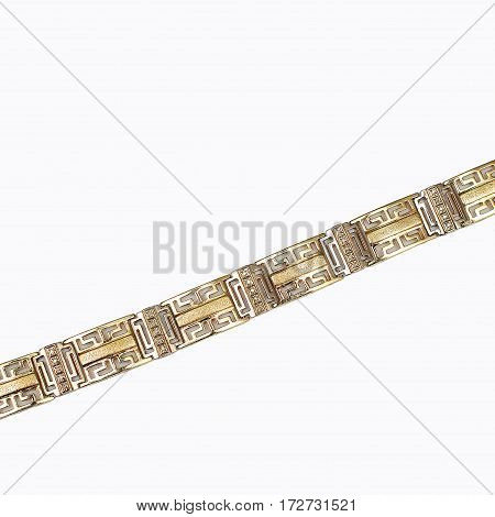 Beautiful golden bracelet with precious stones isolated on white