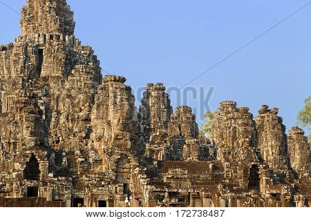 Bayon temple in Angkor Wat Siem Reip Cambodia