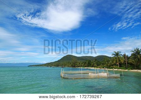 View of the beautiful island with sand beach in Vietnam