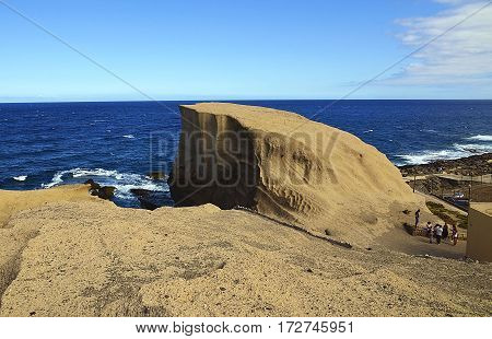 Rocky coastline of Tajao fishing village in the south of Tenerife,Canary Islands,Spain.