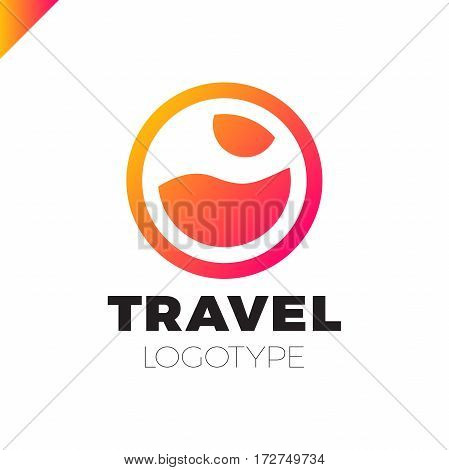 Sun And Sea Logo Design Template. Vector Colorful Sign Logotypes For Travel Agency. Cruise Summer Ci