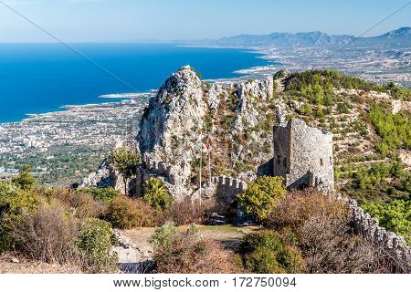 Ruins of St Hilarion Castle. Kyrenia District Cyprus.