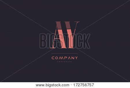 Ay A Y Pink Vintage Retro Letter Company Logo Icon Design