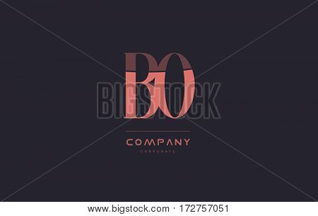 Bo B O Pink Vintage Retro Letter Company Logo Icon Design