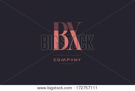 Bx B X Pink Vintage Retro Letter Company Logo Icon Design