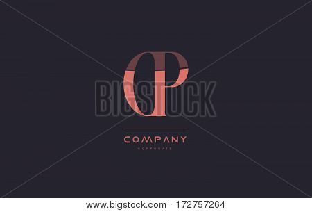 Cp C P Pink Vintage Retro Letter Company Logo Icon Design