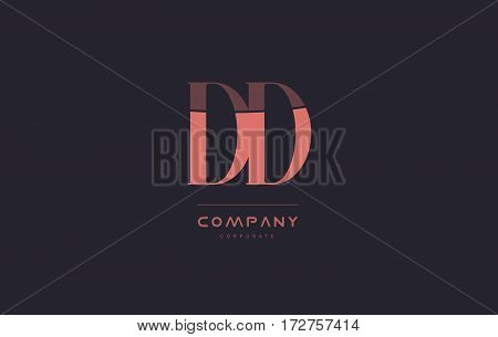 Dd D D Pink Vintage Retro Letter Company Logo Icon Design