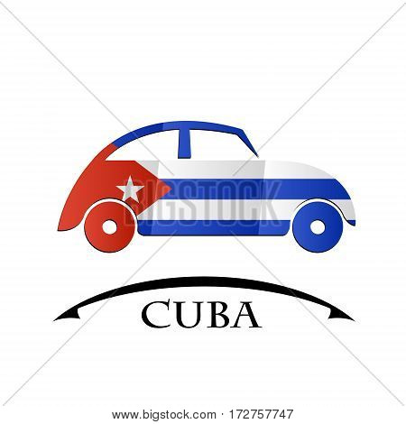 car icon made from the flag of Cuba
