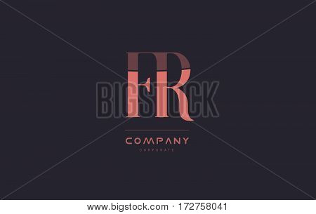 Fr F R Pink Vintage Retro Letter Company Logo Icon Design