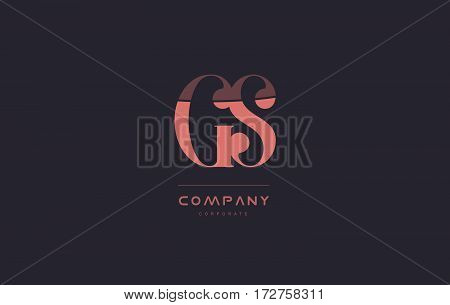 Gs G S Pink Vintage Retro Letter Company Logo Icon Design