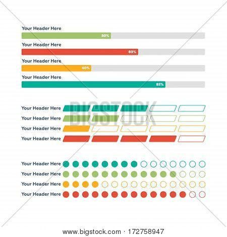Infographic elements. 3 colorful progress bars template