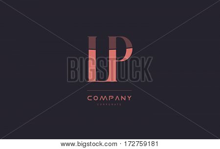 Lp L P Pink Vintage Retro Letter Company Logo Icon Design